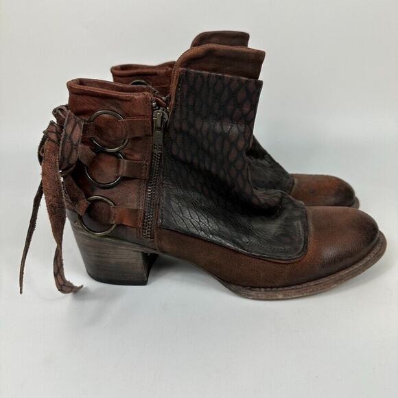 Freebird by Steven Cheri Ankle Booties With Leather Tie Ankle Womens 10 Boho - Picture 1 of 10